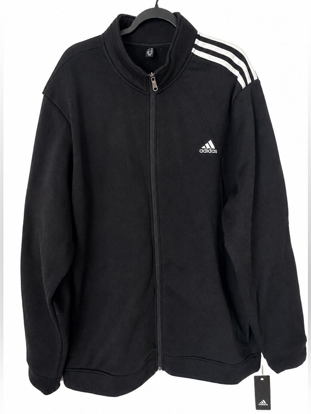 NWT Adidas Golf ADVR0899 Men’s Black 3 Stripes Fleece Full Zip Jacket 2XL XXL